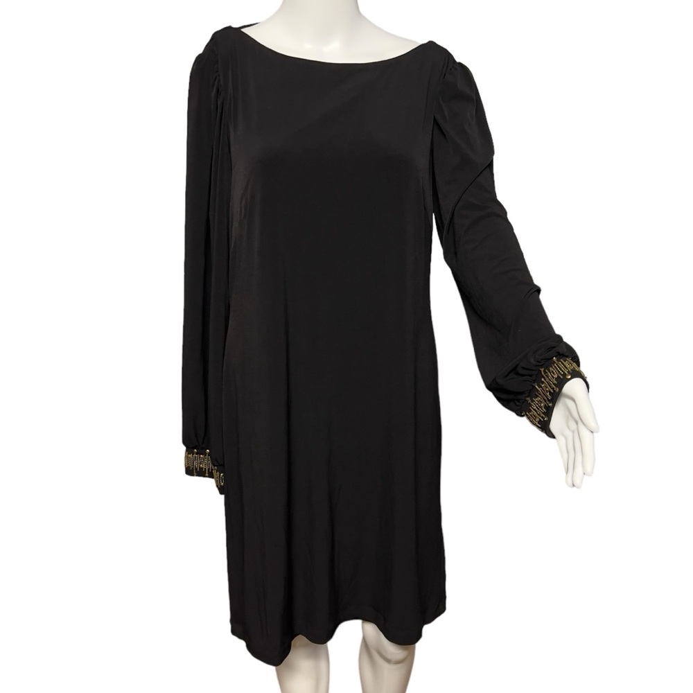Maggie L. NWT's - Womens Beaded Black Midi Dress - Sz. 14